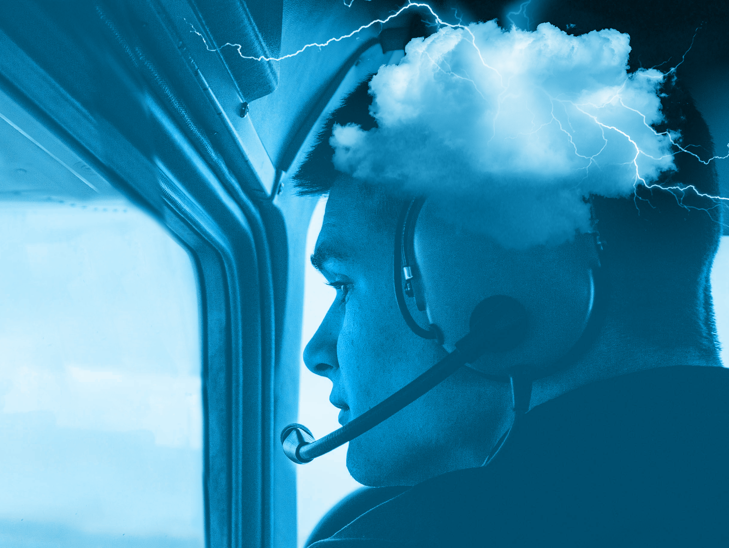 Mental Health Insights and Guidelines for GA Pilots, pilot with cloud and lightning showing over head